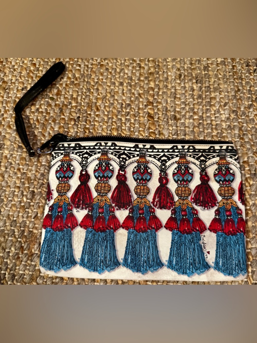 Brighton "Tangier" Tassel Canvas Wristlet Pouch.